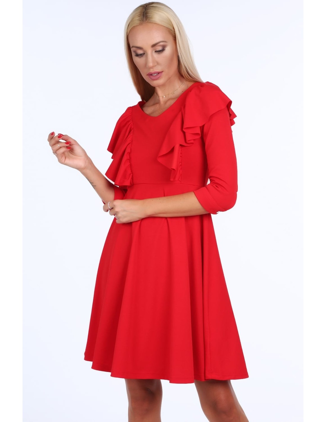 Red dress with ruffles 1818 - Online store - Boutique